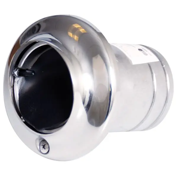 1852 Borddurchlass für Auspuff rostfreier Stahl hochglanzpoliert mit Kunststoff-Rückschlagklappe für Schlauch ID=40mm