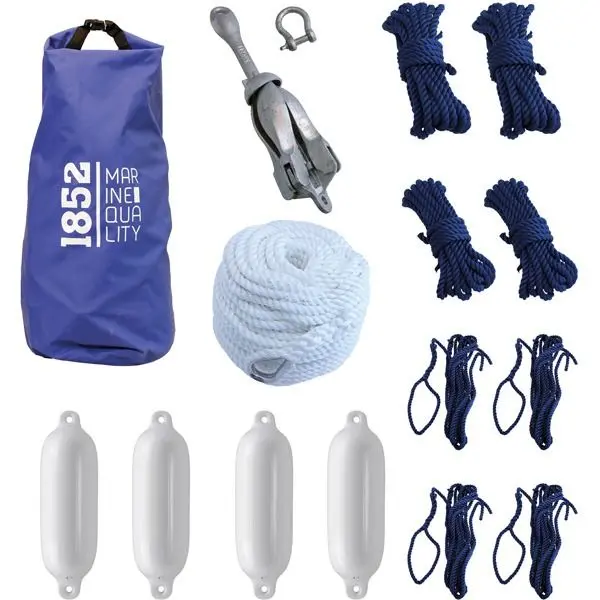 1852 Festmacherpaket mit wasserdichter Tasche – komplettes Festmach- und Ankerset