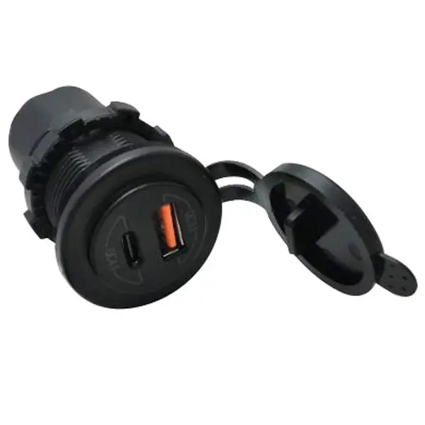 1852 USB-Steckdose – spritzwasserdichte Einbaubuchse mit USB-A & USB-C (IP65)