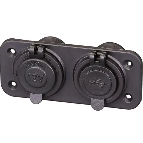 1852 USB-Steckdose wasserdicht – 12 V Panel mit Doppel-USB und Zigarettenanzünder