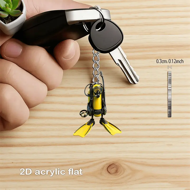2D Plane Diving Equipment Acrylic Keychain - Featuring Dive Equipment