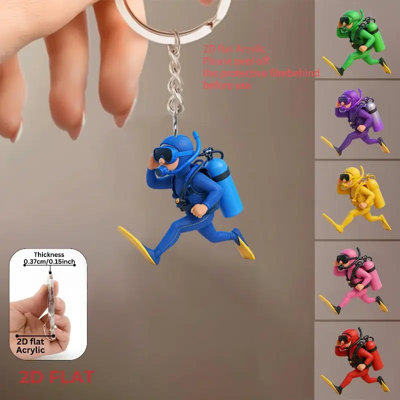 2D Plane Diving Equipment Keychain - Flat Diver