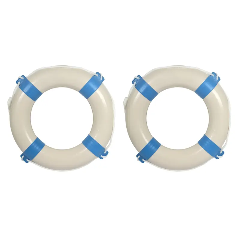 2er Set Rettungsring blau/weiß mit Sicherheitsleine 57cm Durchmesser – Robust und Zuverlässig