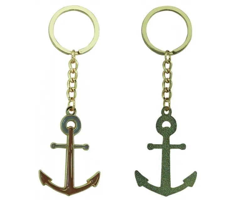 2X ANKER- Schlüsselanhänger/Ring - maritim- Zink emailliert