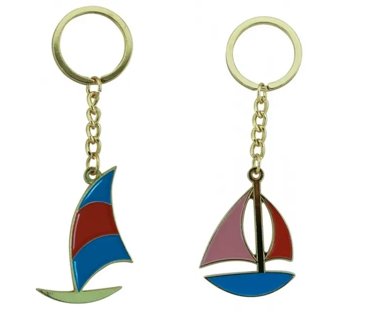 2X segeln, surfen- Schlüsselanhänger/Ring - maritim- Zink emailliert
