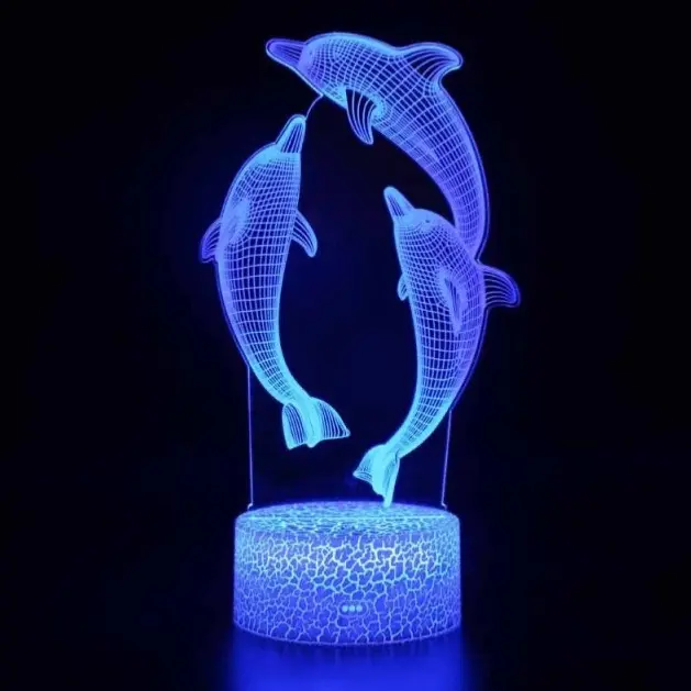 3D LED Night Lamp - Dolphins