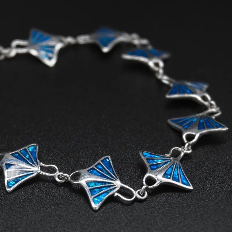 925 Real Silver Manta Ray Bracelet