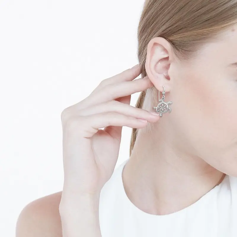 925 Real Silver Swimming Turtle Earrings