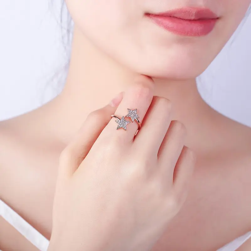 Adjustable Scuba Ring with Rhinestones