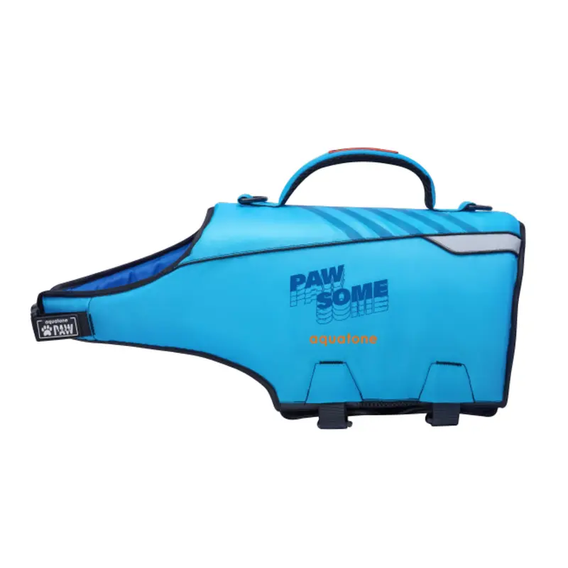 Aquatone Pawsome Hunde Schwimmweste mit Griff blau