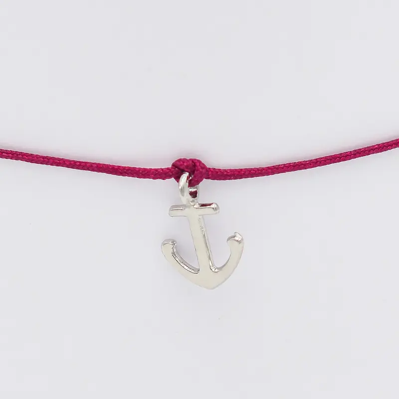 Armband mit Anker Silber und dunkelroten Armband