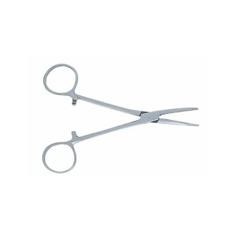 Aterienklemme gebogen, 15cm, Klicksystem und geriffelter Haltefläche