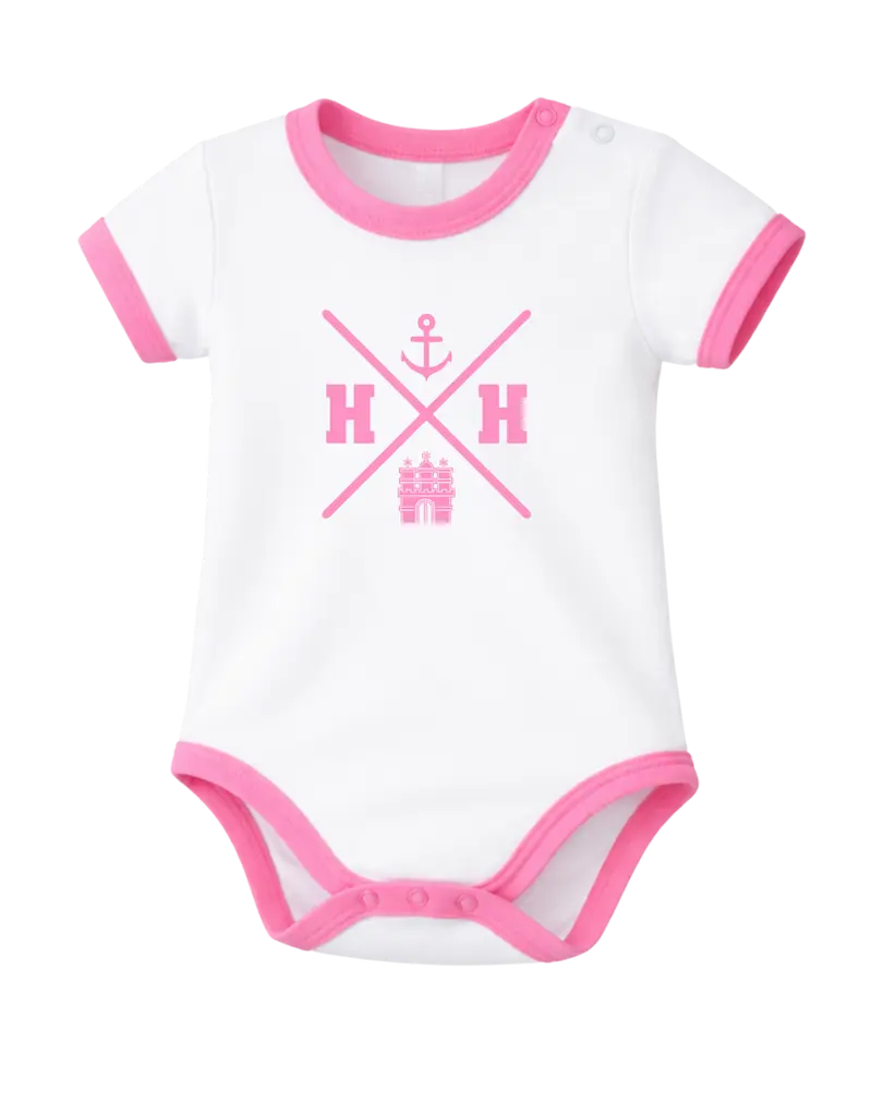 Babybody weiss/rosa HH Anker Kreuz Burg