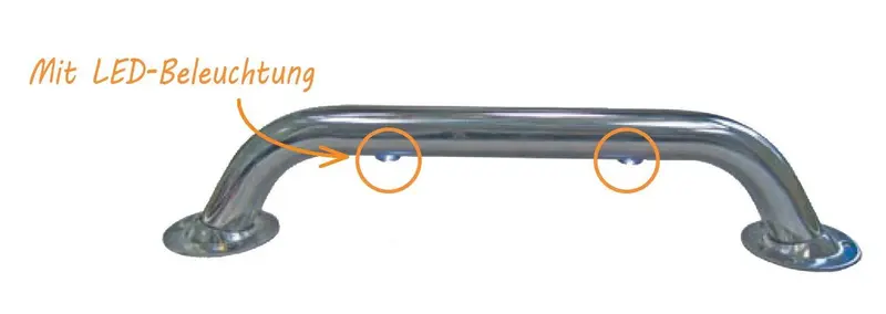 Batsystem Handlauf mit LED-Beleuchtung – beleuchtete Reling aus Edelstahl A4