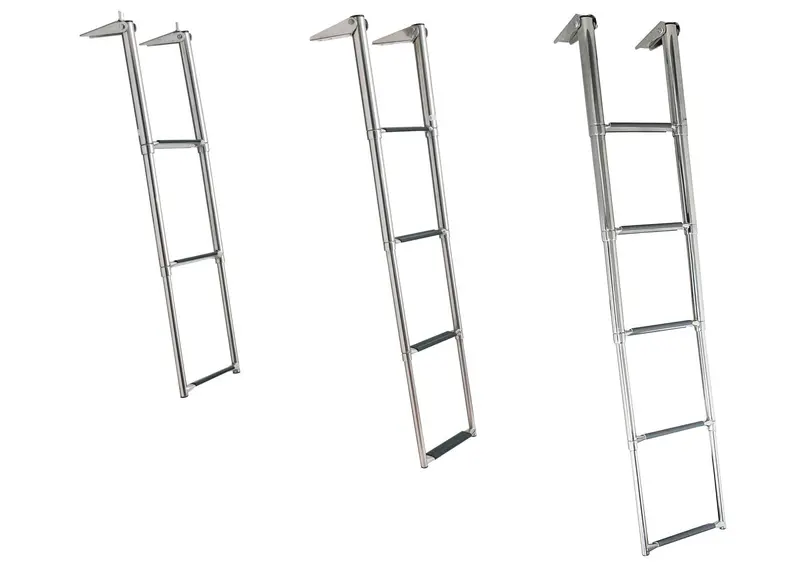 Batsystem Kassettenleiter Teak – platzsparende Teleskopleiter für Bord und Badeplattform