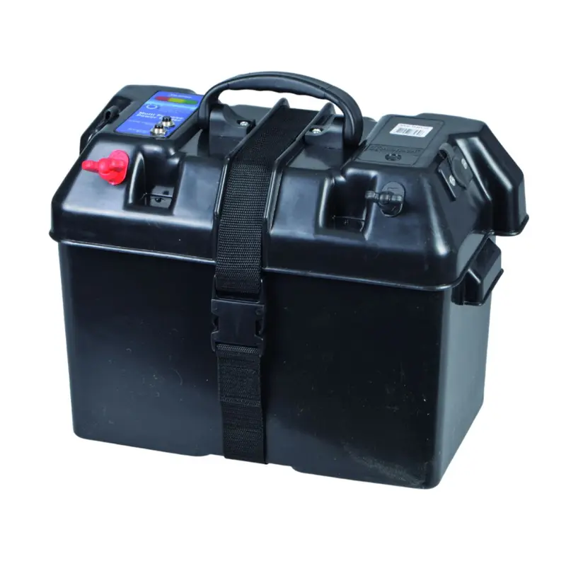 Batteriebox Power 415x225x300mm mit vorverdrahteten Anschlüssen, 2x 12V-Steckdosen – mit 60A und 10A Leitungsschutzschaltern