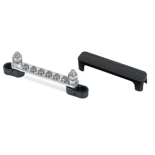BEP Sammelstützpunkt – 2× Eingang M6 / 6× Ausgang M4, 100 A, 48 V DC, mit Abdeckkappe