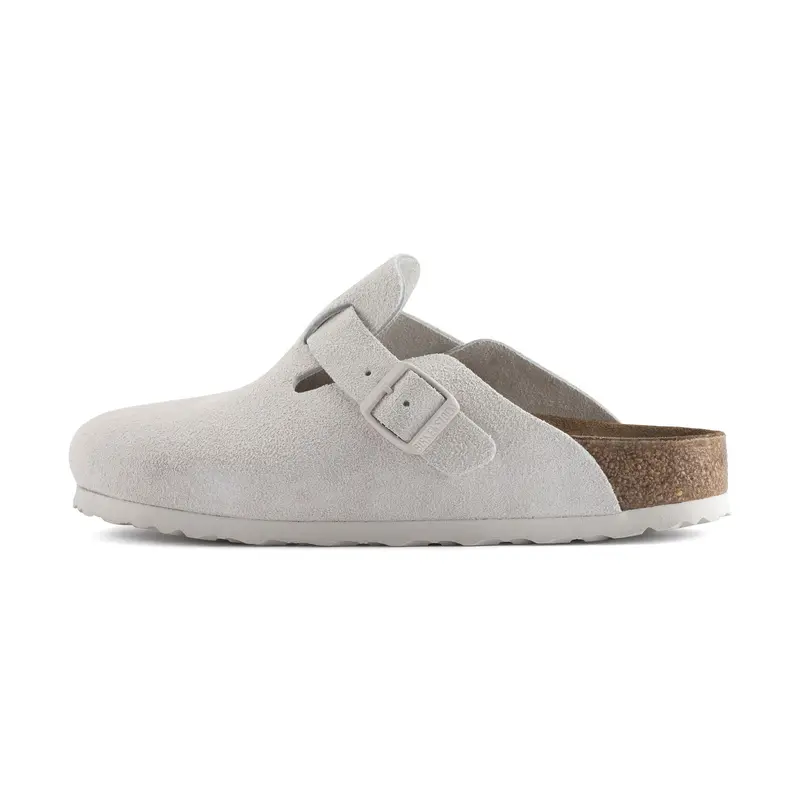 BIRKENSTOCK BOSTON ANTIQUE WHITE VELOUR LEATHER REGULAR FIT