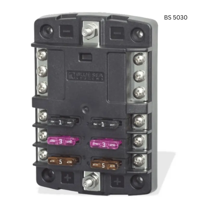 Blue Sea Systems BS 5030 Sicherungskasten 6-fach mit Minus-Sammelschiene (ohne Abdeckung)