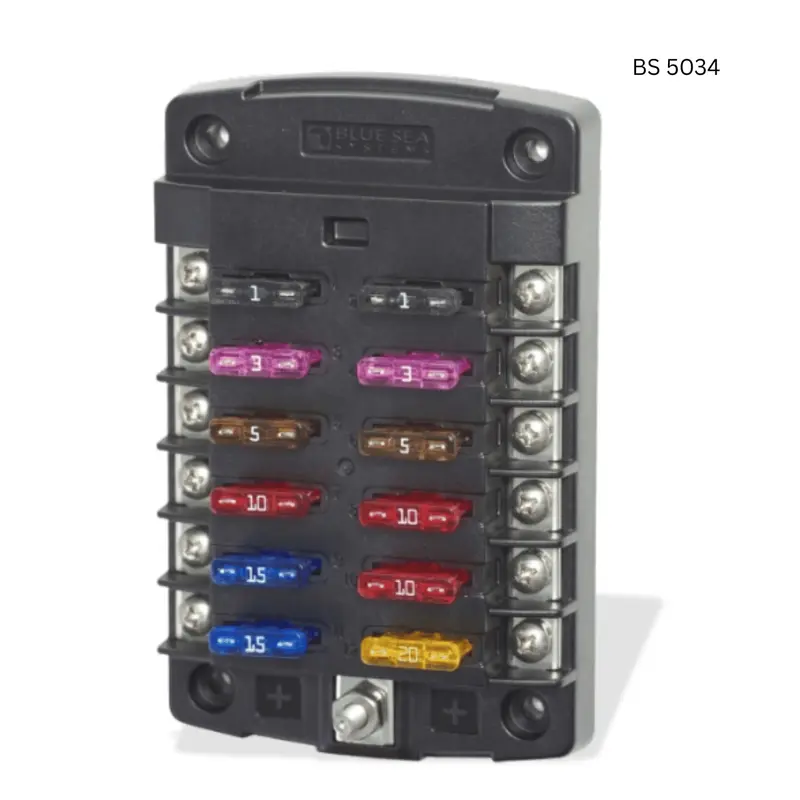 Blue Sea Systems BS 5034 Sicherungskasten 12-fach ohne Minus-Schiene (ohne Abdeckung)