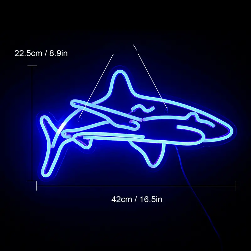 Blue Shark Neon Sign – LED Wall Light for Room, Bar & Home Décor