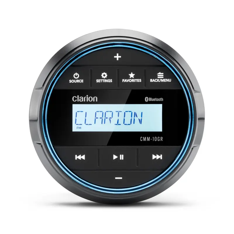 Clarion CMM-10GR Marine-Radio – spritzwassergeschützt (IP66) mit Bluetooth & 2-Zonen-Verstärker
