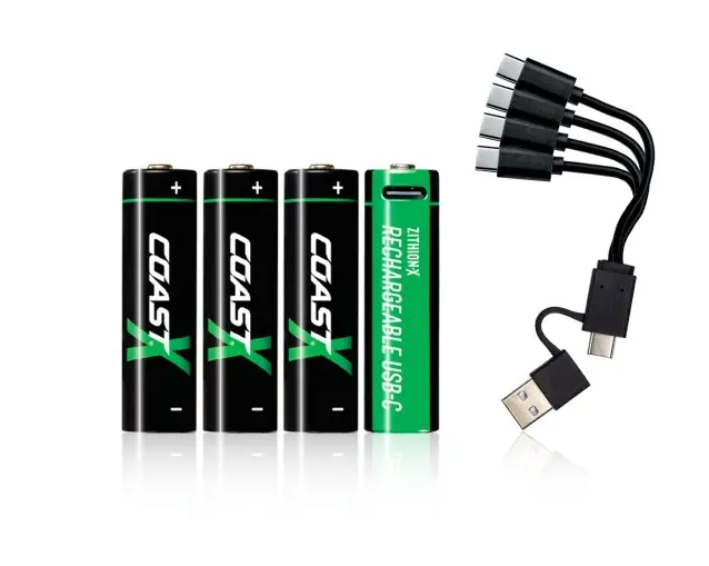 COAST AA Li-Ion Akkus USB-C 2400mAh 1,5V – 4er Set für Einsatzlampen & Outdoor