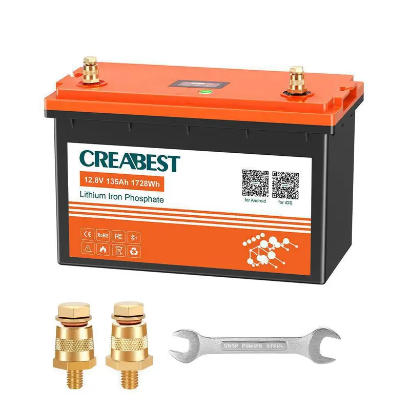 CREABEST LiFePO4 Akku 135Ah 12,8V für Wohnmobil, Wohnwagen, Camping, Solaranlagen, Off-Grid, Boote, Mover, mit Bluetooth Preis exkl. MwSt. DE