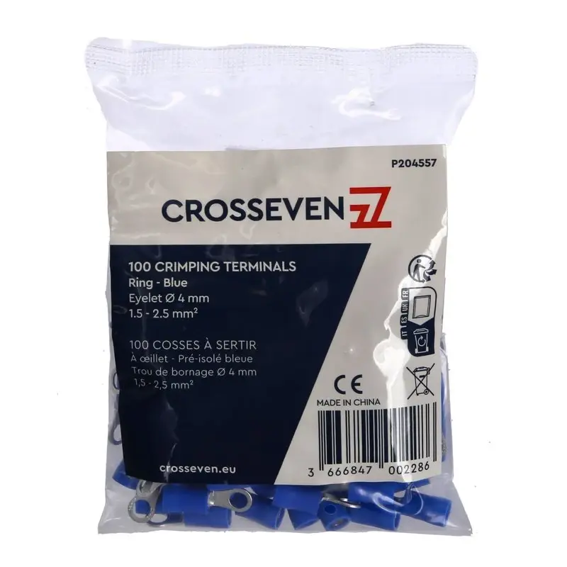 Crosseven Isolierte Ringkabelschuhe Blau ø8 mm