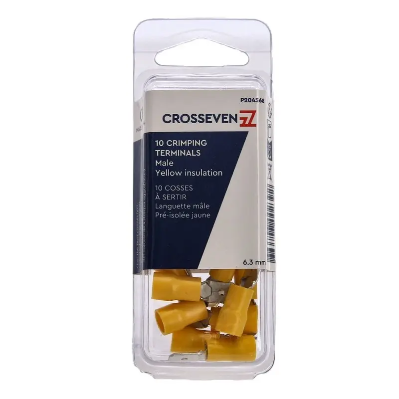 Crosseven Isolierter Flachstecker Gelb 6,3 mm