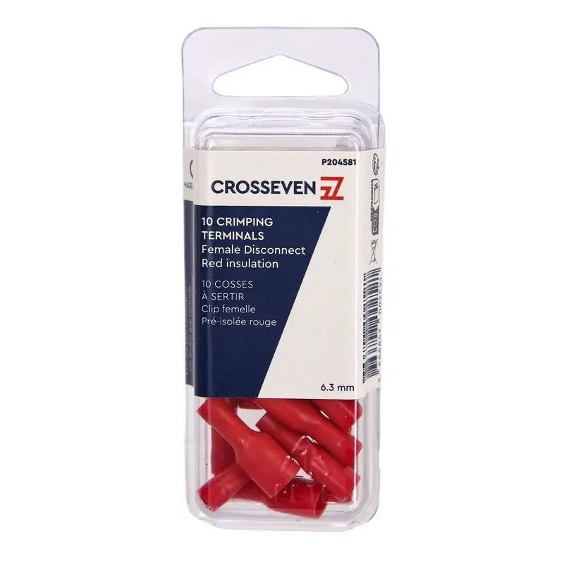 Crosseven Vollisolierte Flachsteckerhülse, Rot
