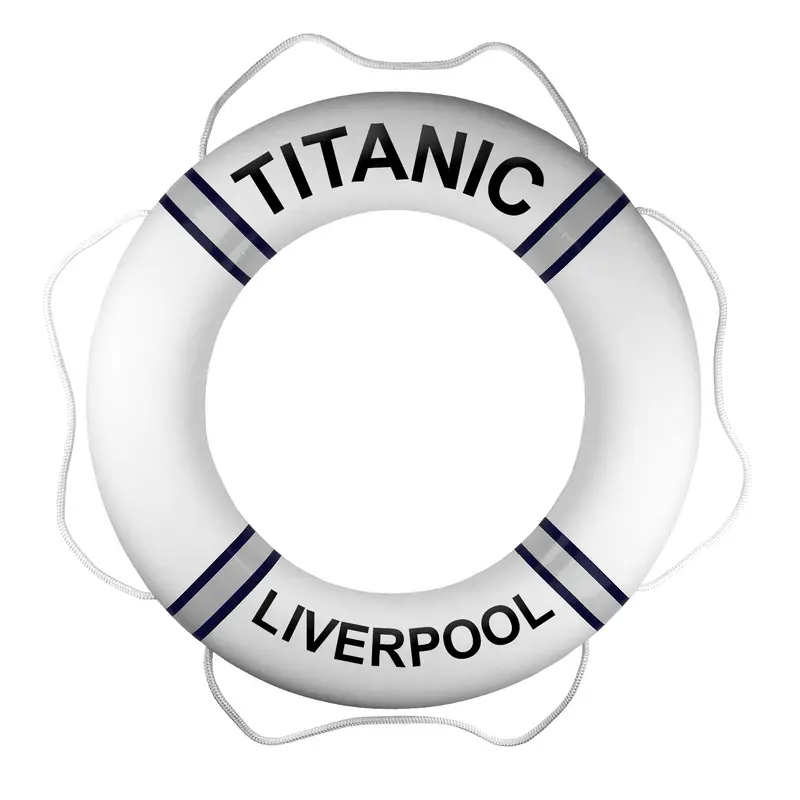 Customised Premium Lifebuoy - White with Blue & Reflecting Silver