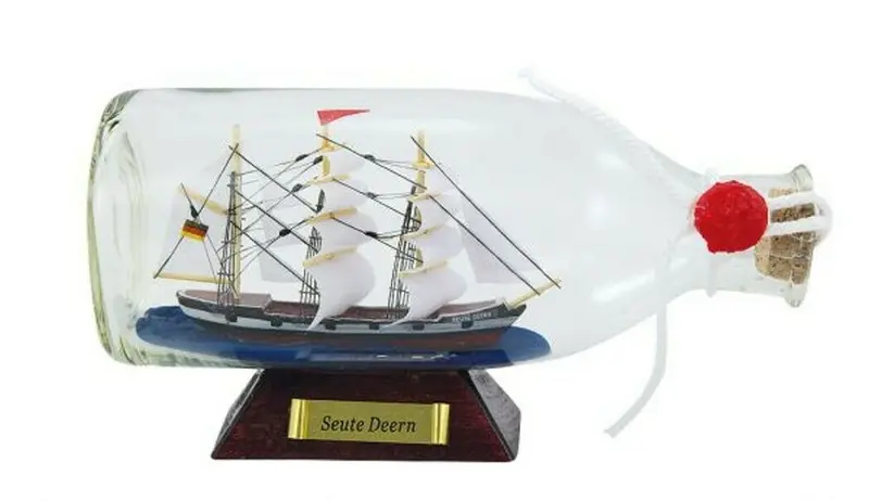 Deern- Flaschenschiff- Buddelschiff- Schiff in Flasche -L 16 cm