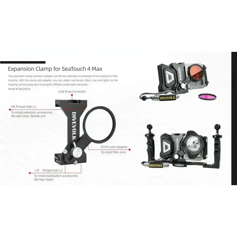 DiveVolk Expansion Clamp mit 67mm Lens Adapter