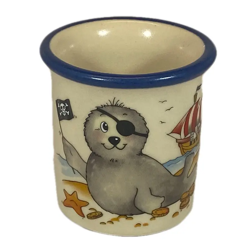 Eierbecher / Schnapsglas „Robbe Pirat“ mit Wunschnamen - Jeder Name ist möglich!