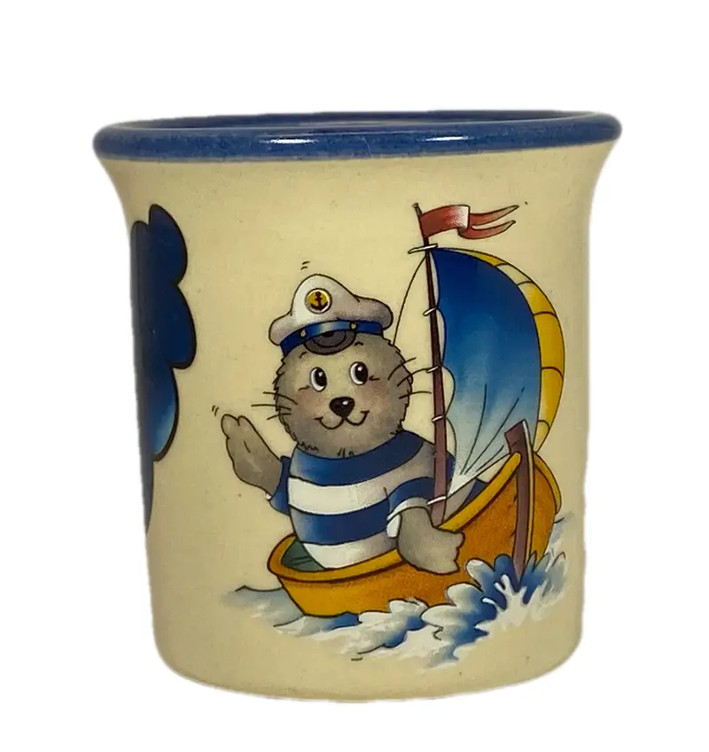 Eierbecher / Schnapsglas „Robbe Seefahrer“ mit Wunschnamen - Jeder Name ist möglich!