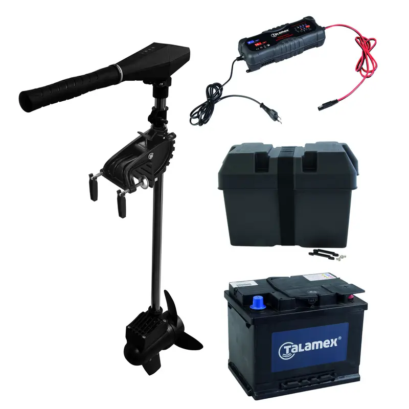 Elektromotor X150 Bürstenlos Komplettset Elektroaussenborder für Boote – inklusive Batterie, Ladegerät und Batteriebox
