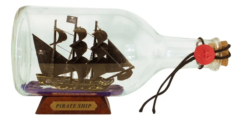 Flaschenschiff- Buddelschiff Piratenschiff- Schiff in Flasche- nautisch- maritime Dekoration 22 cm