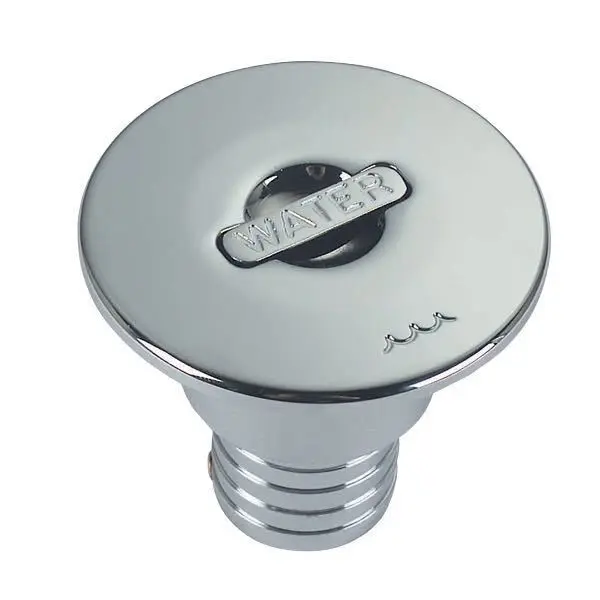 Foresti Tankeinfüllstutzen Wasser – Edelstahldeckel mit Fingerhahn, Schlauchanschluss 38 mm