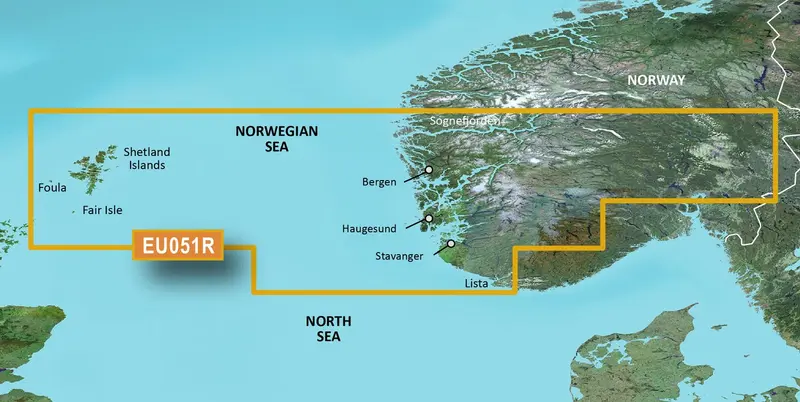 Garmin BlueChart EU051R – Lista bis Sognefjorden, elektronische Seekarte