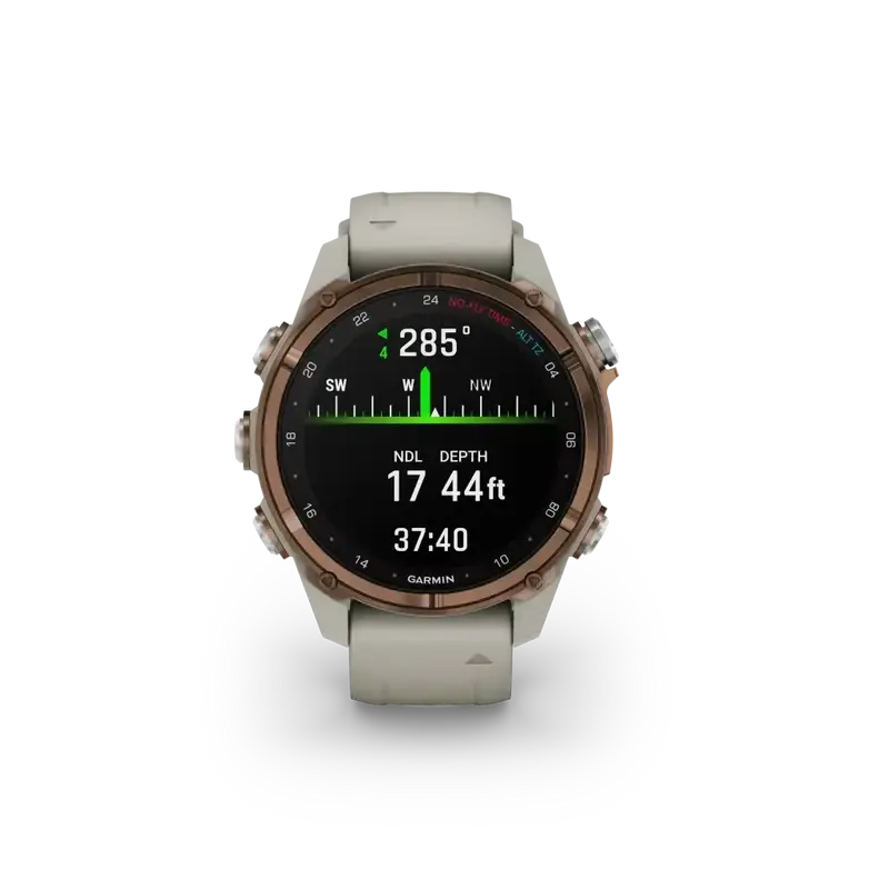 Garmin Descent™ Mk3i – 43 mm Goldfarbenes PVD-Titan mit French Grey Silikonarmband - Tauchcomputer