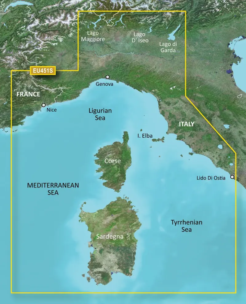 Garmin g3 Vision VEU451S – Elektronische Seekarte Ligurische See, Korsika & Sardinien