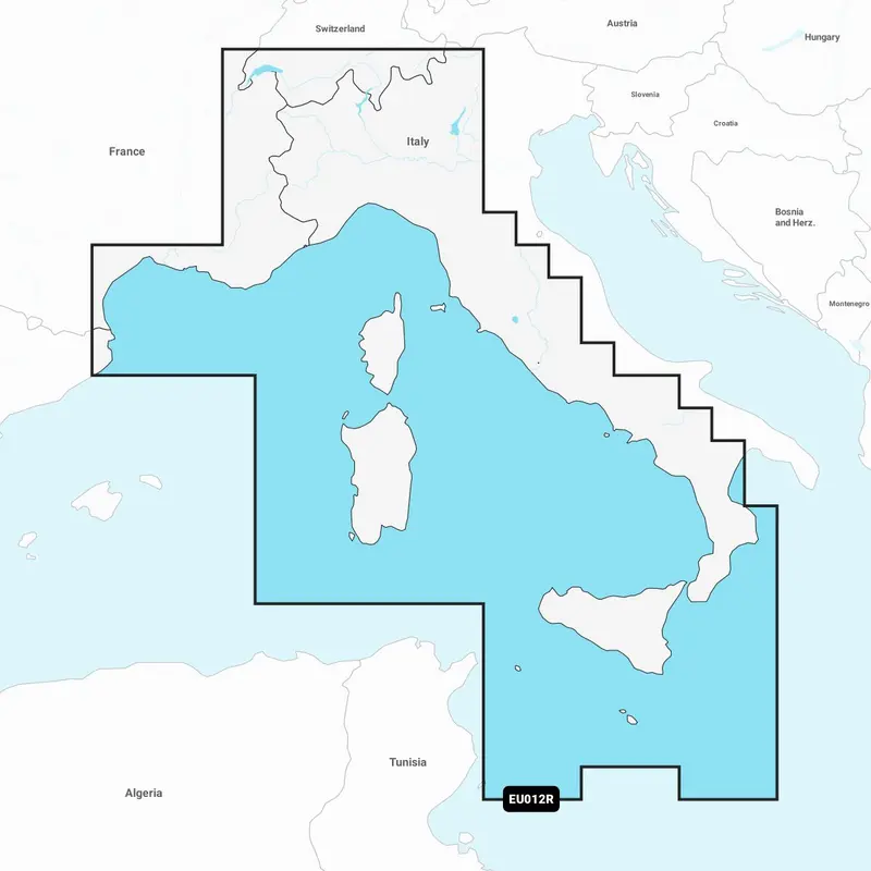 Garmin Navionics+ EU012R – Elektronische Seekarte Italien Westküste, Frankreich Südküste, Korsika, Sardinien, Sizilien