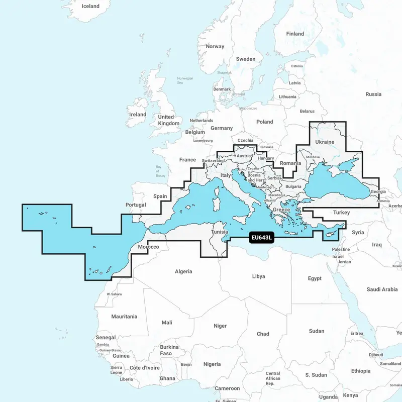 Garmin Navionics+ EU016R – Elektronische Seekarte Mittelmeer, Afrika N-Küste, Türkei Südküste, Zypern, Syrien, Libanon, Israel