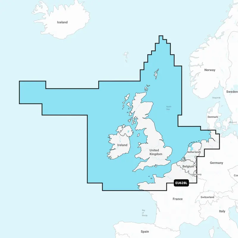 Garmin Navionics+ EU628L – Seekarte Großbritannien, Irland, Nordsee, Benelux & Nordwestfrankreich