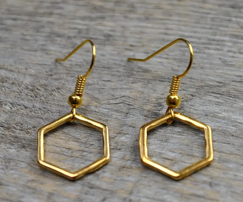 Geometrische Ohrringe Sechseck in gold