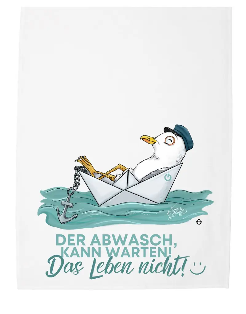 Geschirrtuch Der Abwasch kann warten Lazy Kalle