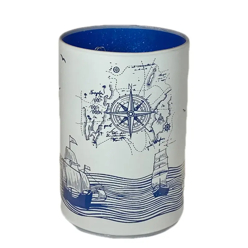 Glas Windlicht, Twinkle klein, „Leuchtturm und Segelschiff"