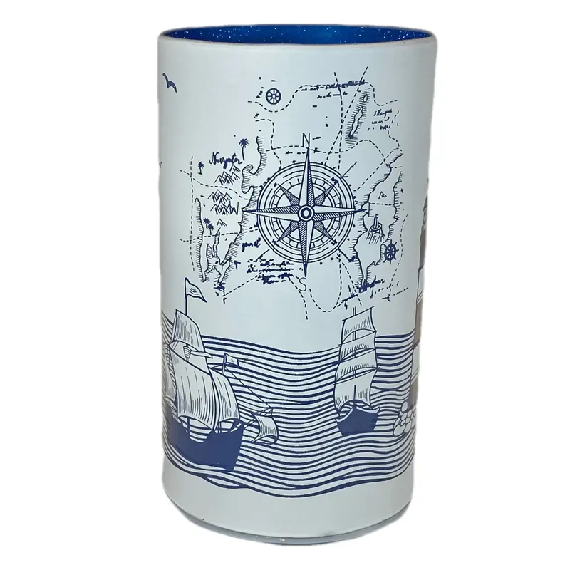 Glas Windlicht, Twinkle Medium, „Leuchtturm und Segelschiff"