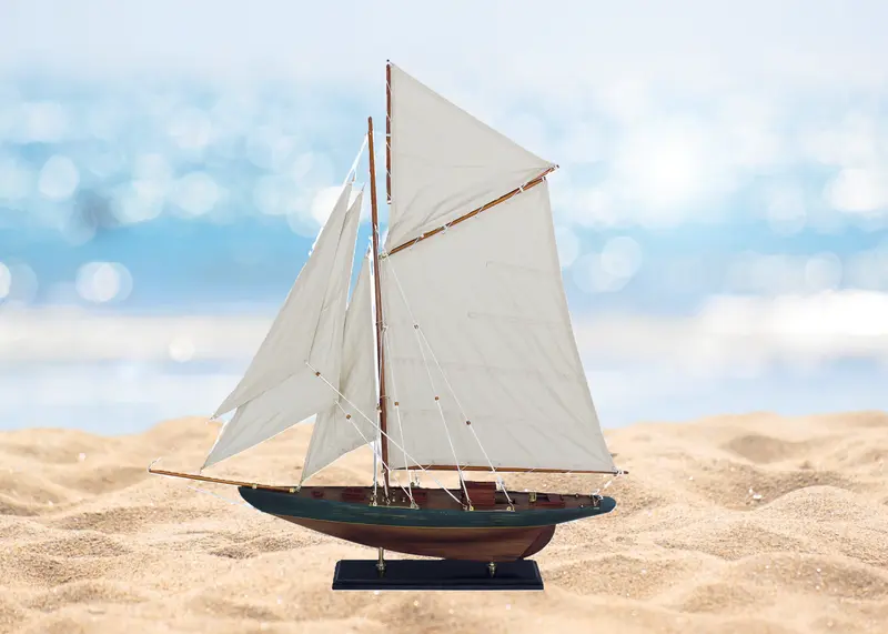 Große Yacht, Segelschiff, Schiffsmodell Segelyacht Holz 83 cm